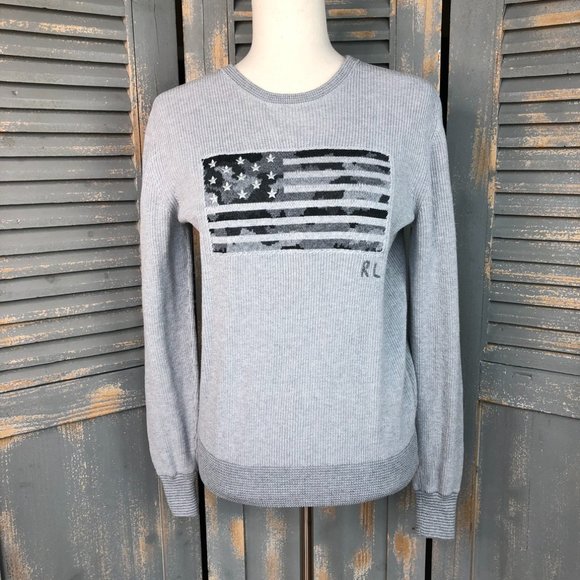 Polo Ralph Lauren Other - Polo Ralph Lauren Boy's Intarsia Camo Flag Cotton Sweater Sz L (14-16)